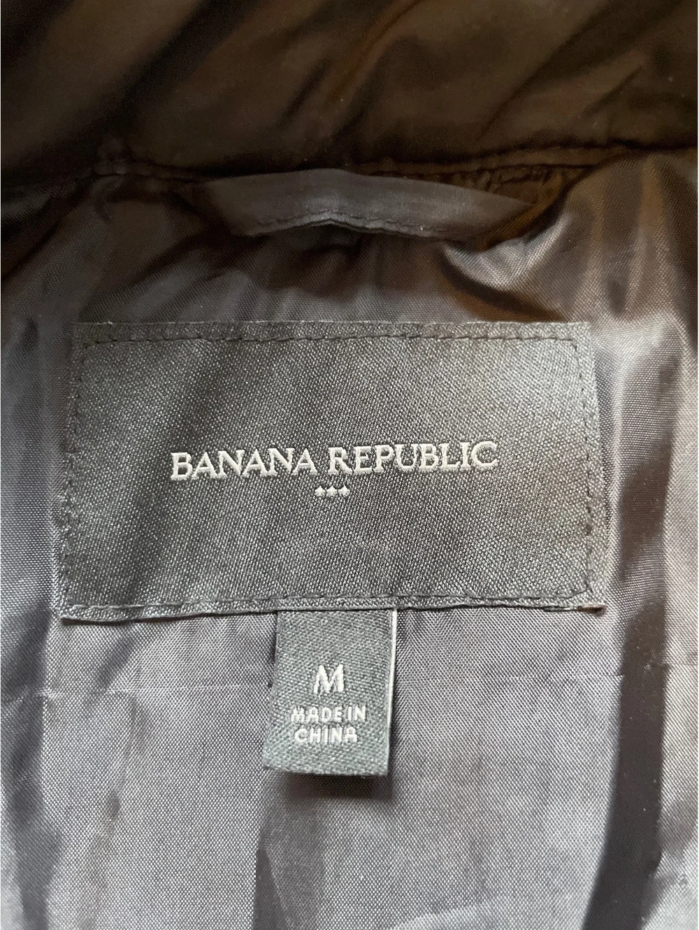 Banana Republic Black Quilted Jacket Men's Medium Snap Zip Lightweight Coat